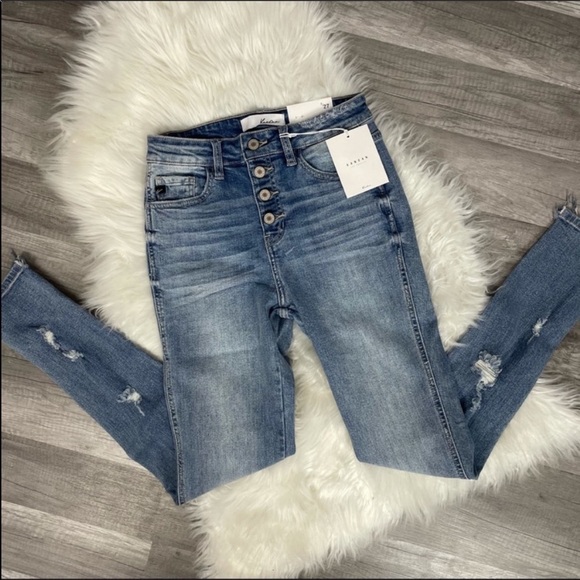 New CAN KAN Distressed High Rise Skinny Jeans - Picture 3 of 5